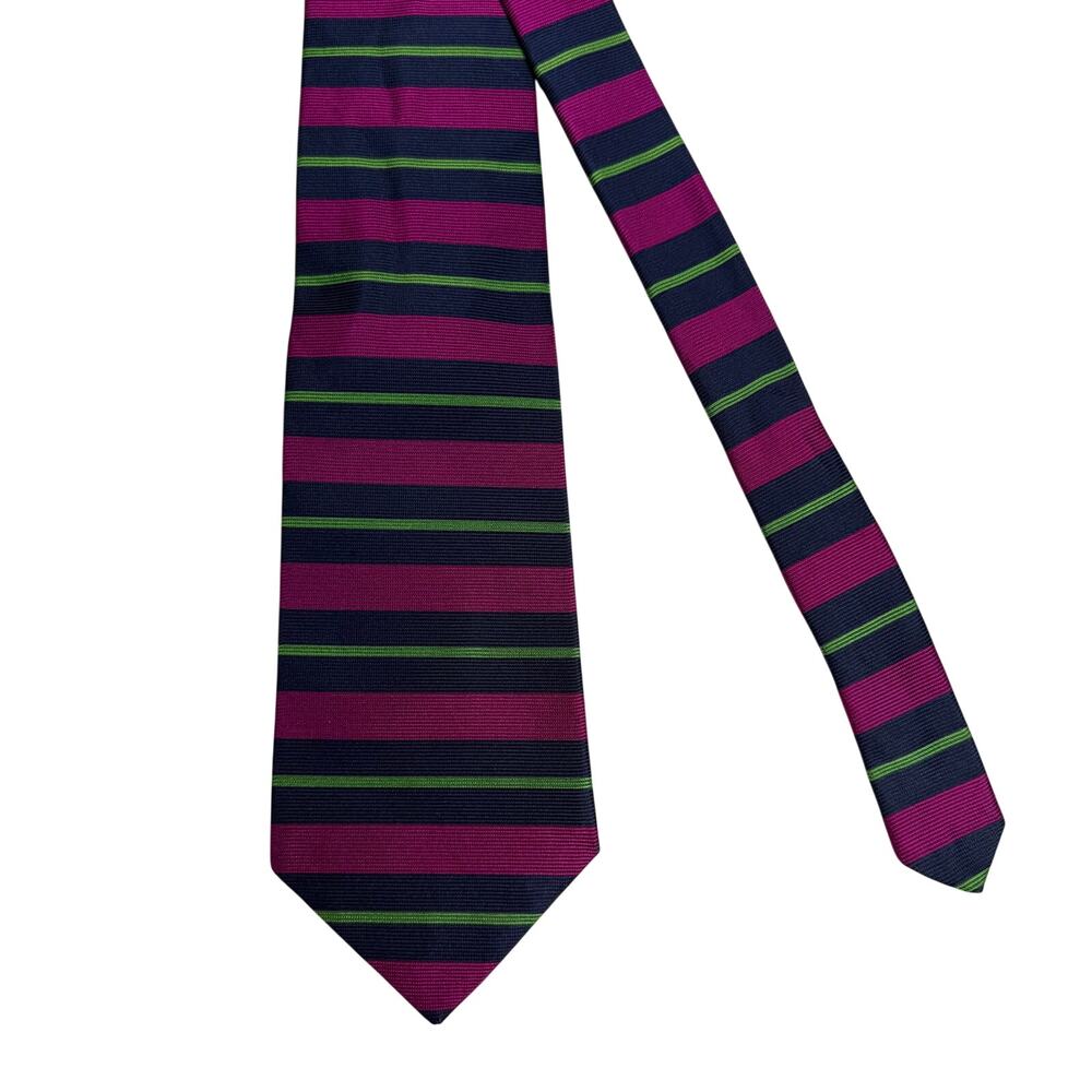 Brooks Brothers Men's Silk Tie 3.75 x 59 Purple Green Navy Blue Striped USA